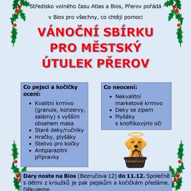Vánoční sbírka pro útulek
